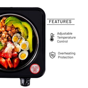 Olsenmark Single Burner Electric Hot Plate with Variable Heat Settings, Overheat Protection, Thermostat Control and Indicator Light 1000 W OMHP2278 Black/Silver - Image 3
