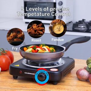 Olsenmark Single Burner Electric Hot Plate with Variable Heat Settings, Overheat Protection, Thermostat Control and Indicator Light 1000 W OMHP2278 Black/Silver - Image 6