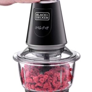 BLACK+DECKER Multi-Function Glass Chopper & Mincer, XXL 1.2L Bowl, 4-Blade System, Pulse Speed for Precision, Ice Crushing, Compact Sleek Black Design, Easy to Clean, 1.2 L 400 W GC400-B5 Clear/Black - Image 4
