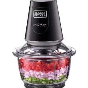 BLACK+DECKER Multi-Function Glass Chopper & Mincer, XXL 1.2L Bowl, 4-Blade System, Pulse Speed for Precision, Ice Crushing, Compact Sleek Black Design, Easy to Clean, 1.2 L 400 W GC400-B5 Clear/Black - Image 8