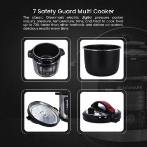 Olsenmark Electric Digital Pressure Cooker steamer OMMC2436, 6L capacity with 1000W Power, Multi-Function Cooking, Digital Timer Control, Non-Stick Inner Pot, Stainless Steel Body, One Touch Cooking, 24-Hours keep Warm 6 L 1000 W OMMC2436 Multicolour - Image 3