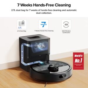 roborock Q7 TF + Robot Vacuum and Mop, Upgraded from Q5 Max+, 7 Weeks Self-Emptying, 10000Pa Suction, Dual Anti-Tangle System, for Pet Hair & Carpet, PreciSense LiDAR Navigation, App Control, 60 W 60 W Q7 TF + Black - Image 5