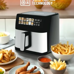 Digital Dual Heating Air Fryer, Rapid Air Technology, Large 11L Capacity, 2200w Power, 12H Timer, Non-stick Frying Pot Tray, Auto Shut-Off, LED Touch Display, 12 Presets, Crisp, Air Roast etc. - Image 7