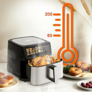 Digital Dual Heating Air Fryer, Rapid Air Technology, Large 11L Capacity, 2200w Power, 12H Timer, Non-stick Frying Pot Tray, Auto Shut-Off, LED Touch Display, 12 Presets, Crisp, Air Roast etc. - Image 8