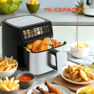 Digital Dual Heating Air Fryer, Rapid Air Technology, Large 11L Capacity, 2200w Power, 12H Timer, Non-stick Frying Pot Tray, Auto Shut-Off, LED Touch Display, 12 Presets, Crisp, Air Roast etc. - Image 9