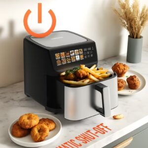 Digital Dual Heating Air Fryer, Rapid Air Technology, Large 11L Capacity, 2200w Power, 12H Timer, Non-stick Frying Pot Tray, Auto Shut-Off, LED Touch Display, 12 Presets, Crisp, Air Roast etc. - Image 10