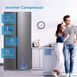 Midea 791L Gross & 569L Net Side By Side Smart Refrigerator With Color Display, Frost Free, Wi-Fi Connectivity, Voice Assistant, Multi-Air Flow, Inverter Quattro MDRS791MIE46AE Silver - Image 3