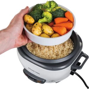 Russell Hobbs Large Rice Cooker And Steamer, 2 Litres Capacity, Versatile Cooking for Spanish Paella, Quinoa, Keep Warm Function, Family-Sized, Non-Stick Bowl, Glass Lid 2 L 500 W 27040GCC White/Black/Clear - Image 6
