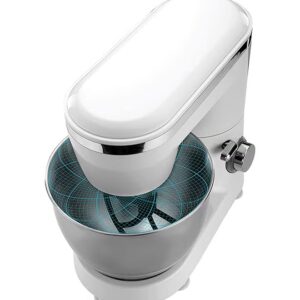 BLACK+DECKER Kitchen Stand Mixer Machine, 4L Stainless Steel Bowl, 6 Speed Settings, Planetary Motion, Professional Baking Results, Easy Mixing And Kneading, 4 L 1000 W SM1000-B5 White/Silver - Image 7