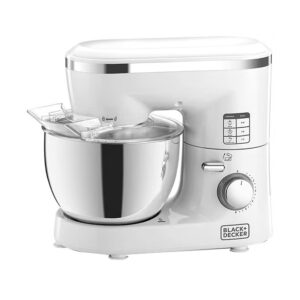 BLACK+DECKER Kitchen Stand Mixer Machine, 4L Stainless Steel Bowl, 6 Speed Settings, Planetary Motion, Professional Baking Results, Easy Mixing And Kneading, 4 L 1000 W SM1000-B5 White/Silver - Image 8