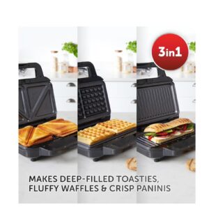 Breville 3-in-1 Snack Maker VST098 – Sandwich, Waffle & Grill Plates, Non-Stick, Easy to Clean 900 W VST098 ‎Black And Stainless Steel - Image 7