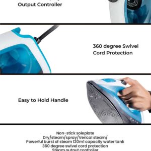 GEEPAS Multifunctional Steam Iron With Non-Stick Soleplate, Wet/Dry Function/Temperature Control, Dry/Steam Burst/Steam/Vertical Steam/Spray Function 120 ml 1800 W GSI7783N Multicolour - Image 2