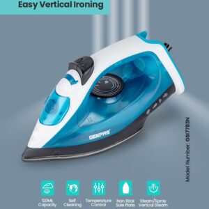 GEEPAS Multifunctional Steam Iron With Non-Stick Soleplate, Wet/Dry Function/Temperature Control, Dry/Steam Burst/Steam/Vertical Steam/Spray Function 120 ml 1800 W GSI7783N Multicolour - Image 7
