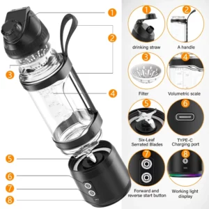 Portable Electric Juicer 700ML USB Rechargeable Fruit Milkshake Smoothie Mini Blender for kitchen travel Outdoor Camping Picnic. - Image 6