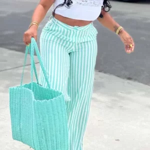 Women's Casual Striped Printed Casual Pants Loose Wide Leg Pants Summer Streetwear Trousers 2024 New Autumn - Image 3