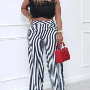 Women's Casual Striped Printed Casual Pants Loose Wide Leg Pants Summer Streetwear Trousers 2024 New Autumn - Image 4