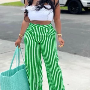 Women's Casual Striped Printed Casual Pants Loose Wide Leg Pants Summer Streetwear Trousers 2024 New Autumn - Image 6