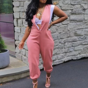 Women Sexy One Piece Jumpsuit Streetwear Summer V Neck Button Sleeveless Jumpsuit Sexy Jumpsuit Elegant Woman New in Clothes - Image 7