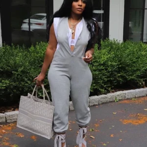 Women Sexy One Piece Jumpsuit Streetwear Summer V Neck Button Sleeveless Jumpsuit Sexy Jumpsuit Elegant Woman New in Clothes - Image 3