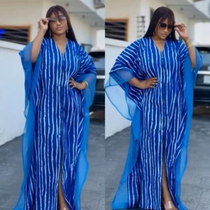 Dashiki Ankara women's clothing Middle East long robe Africa large size new striped print dress Maxi Long Dress 2026 - Image 3