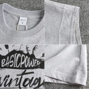 2025 Summer American Retro Sleeveless O-neck Letter Printed T-shirt Men's Fashion 100% Cotton Washed Fitness Sports Casual Vest - Image 4