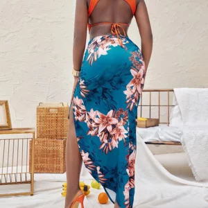 Fashion 2023 Spring Street Fashion Women's Two Piece Print Sleeveless Tank Top Sexy Split Half Dress Fashion Dress Set - Image 4
