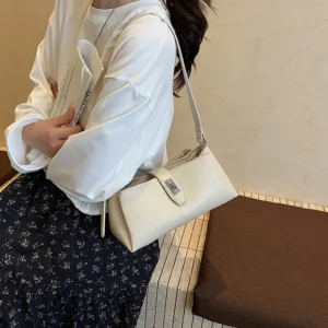 Branded Luxury Designer Shoulder Bags For Women Three Compartments Large Capacity Underarm Hobo Bag Quality Pure Color Handbags - Image 5