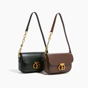 Luxury Metal Buckle Chain Strap Shoulder Bag for Women Vintage Style Faux Leather Crossbody Bag Fashionable Designer Handbag - Image 4