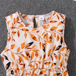 Children Casual Vacation Suits Orange Long-Sleeved Top & Printed Dress Stylish Girls Suits Vacation Holiday Clothes Kids Outfits - Image 9
