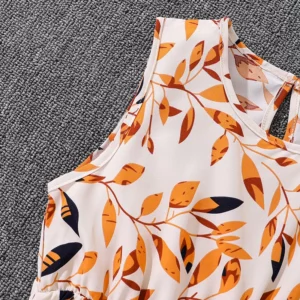 Children Casual Vacation Suits Orange Long-Sleeved Top & Printed Dress Stylish Girls Suits Vacation Holiday Clothes Kids Outfits - Image 8