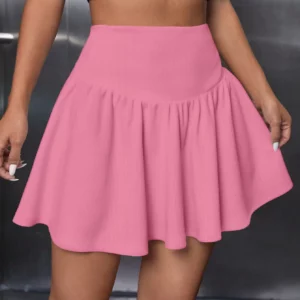 Women's Sexy Halter Skirt Short Summer Solid Color Y2K Style Folding Slim High Women's Casual Mini Skirt - Image 3