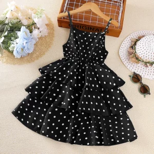 Princess Dress for Kids 4-12 Years Summer Polka Dot Cake Dress For Girls Formal Dresses Birthday Hosting Party Beach Vacation - Image 7