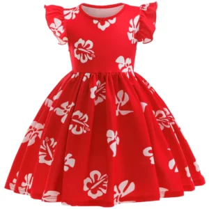 Christmas Dresses summer Girls leaf Print Holiday Wear Casual Santa Claus Kids Girls Printed Dress Mini Dress for 4 6 8 years - Image 6