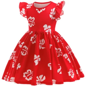 Christmas Dresses summer Girls leaf Print Holiday Wear Casual Santa Claus Kids Girls Printed Dress Mini Dress for 4 6 8 years - Image 5