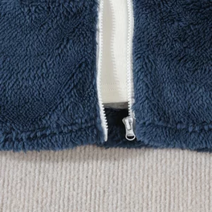 A Cute Plush Coat For A Baby Boy To Keep Warm In Winter, A Cute Little Dinosaur Embroidered Color-Blocking Hooded Jacket - Image 3