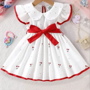 2025 Summer New Girls Infant Floral Print Dress Breathable Baby Princess Dress 0-3 Years Cool Short Sleeve Outfit - Image 3