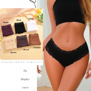 3PCS/Set Sexy Lace Cotton Panties for Women Flroal Lace Seamless Briefs Low Rise Lingerie Female Breathable Soft Underwear S-XL - Image 3