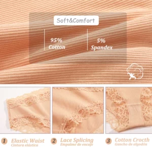 3PCS/Set Sexy Lace Cotton Panties for Women Flroal Lace Seamless Briefs Low Rise Lingerie Female Breathable Soft Underwear S-XL - Image 5