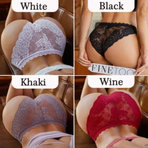 3PCS/Set Sexy Perspective Women Back Lace Panties Patchwork Cotton Underpants Hollow Out Lingerie Underwear Comfortable Briefs - Image 3