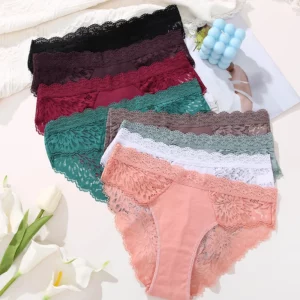 3PCS/Set Sexy Perspective Women Back Lace Panties Patchwork Cotton Underpants Hollow Out Lingerie Underwear Comfortable Briefs - Image 5