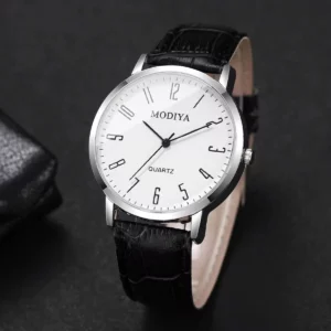 3PCS/Set Fashio Arabic Dial Men Business Watches Casual Leather Strap Quartz Wristwatches Reloj Hombre（Without Box） - Image 5