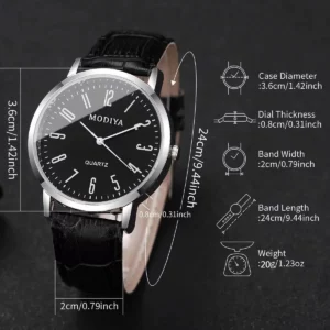 3PCS/Set Fashio Arabic Dial Men Business Watches Casual Leather Strap Quartz Wristwatches Reloj Hombre（Without Box） - Image 6