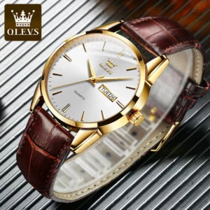 OLEVS Classic Quartz Watch for Men Waterproof Leather strap Calendar Sports Business Men 's Quartz Wrist Watch TOP Brand 6898 - Image 2