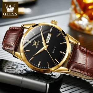 OLEVS Classic Quartz Watch for Men Waterproof Leather strap Calendar Sports Business Men 's Quartz Wrist Watch TOP Brand 6898 - Image 3
