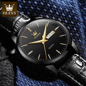 OLEVS Classic Quartz Watch for Men Waterproof Leather strap Calendar Sports Business Men 's Quartz Wrist Watch TOP Brand 6898 - Image 4