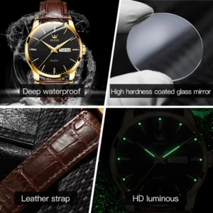 OLEVS Classic Quartz Watch for Men Waterproof Leather strap Calendar Sports Business Men 's Quartz Wrist Watch TOP Brand 6898 - Image 5