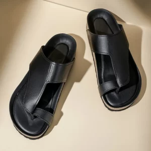 High Quality men's casual cork sole sandals with fashionable leather upper and flip-flops that are anti-slip comfortable durable - Image 3