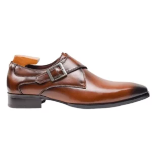 Men Genuine Leather Derbies Monk-straps Shoes Dress Shoes Single Buckle Monk Strap Classic Business Gentlemen's Wedding Shoes - Image 3