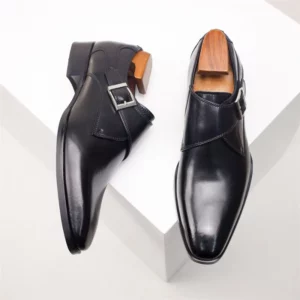 Men Genuine Leather Derbies Monk-straps Shoes Dress Shoes Single Buckle Monk Strap Classic Business Gentlemen's Wedding Shoes - Image 6
