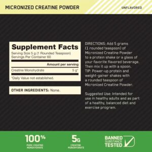 Micronized Creatine Monohydrate Powder For Muscle Building Support - Unflavored, 300 Grams, 60 Servings - Package May Vary - Image 3